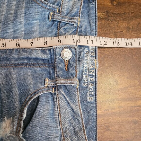 American Eagle Jeans 8 R Hi Rise Jegging Crop Medium Light Wash Stretch Denim - Picture 8 of 10